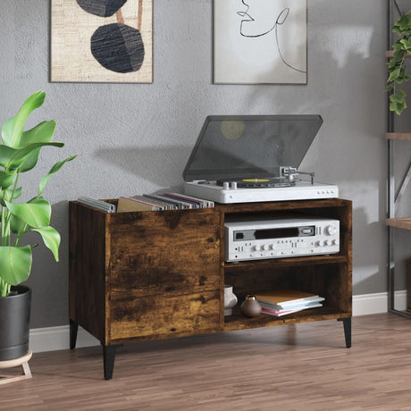 Record Cabinet Smoked Oak 84.5X38X48 Cm Engineered Wood