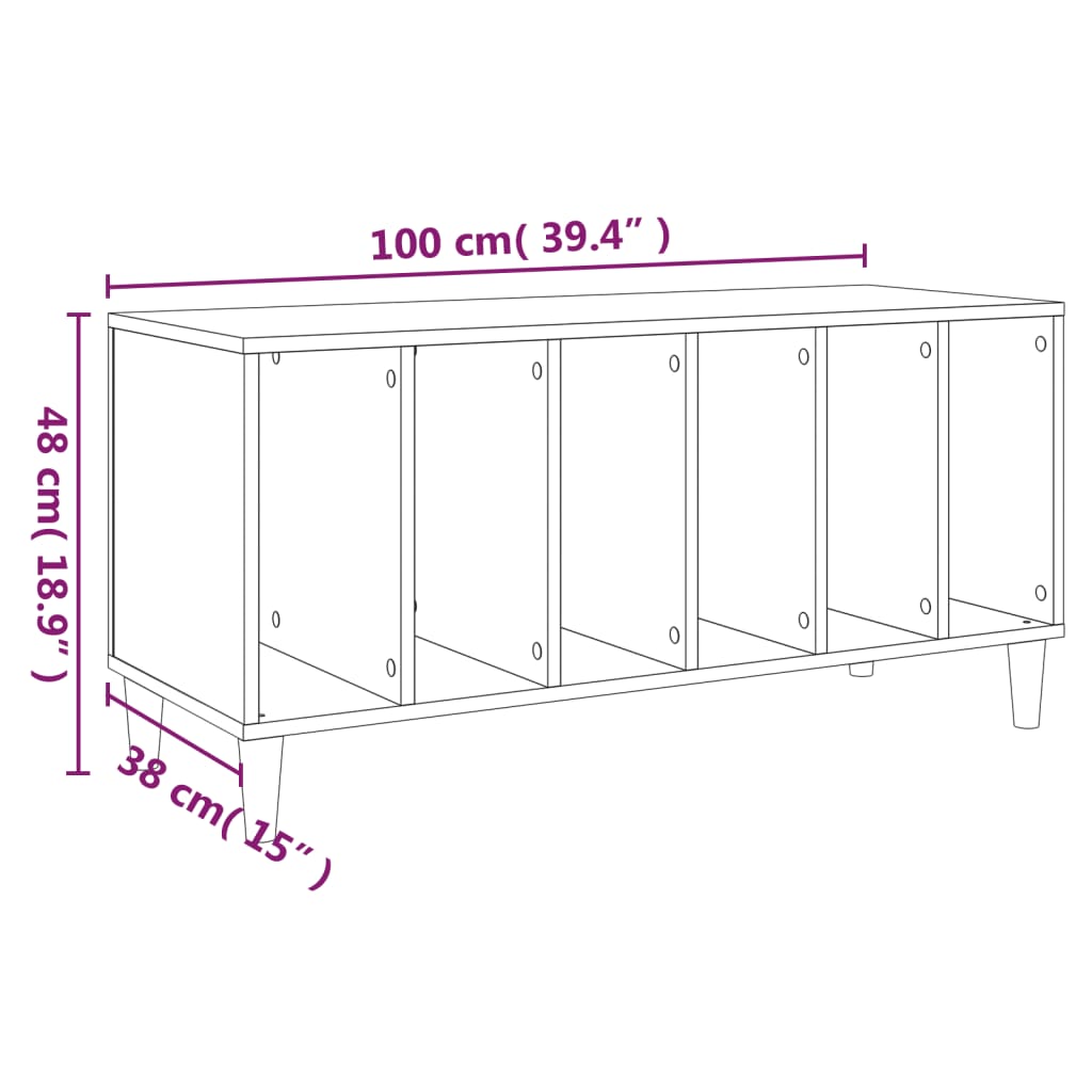 Record Cabinet Grey Sonoma 100X38X48 Cm Engineered Wood