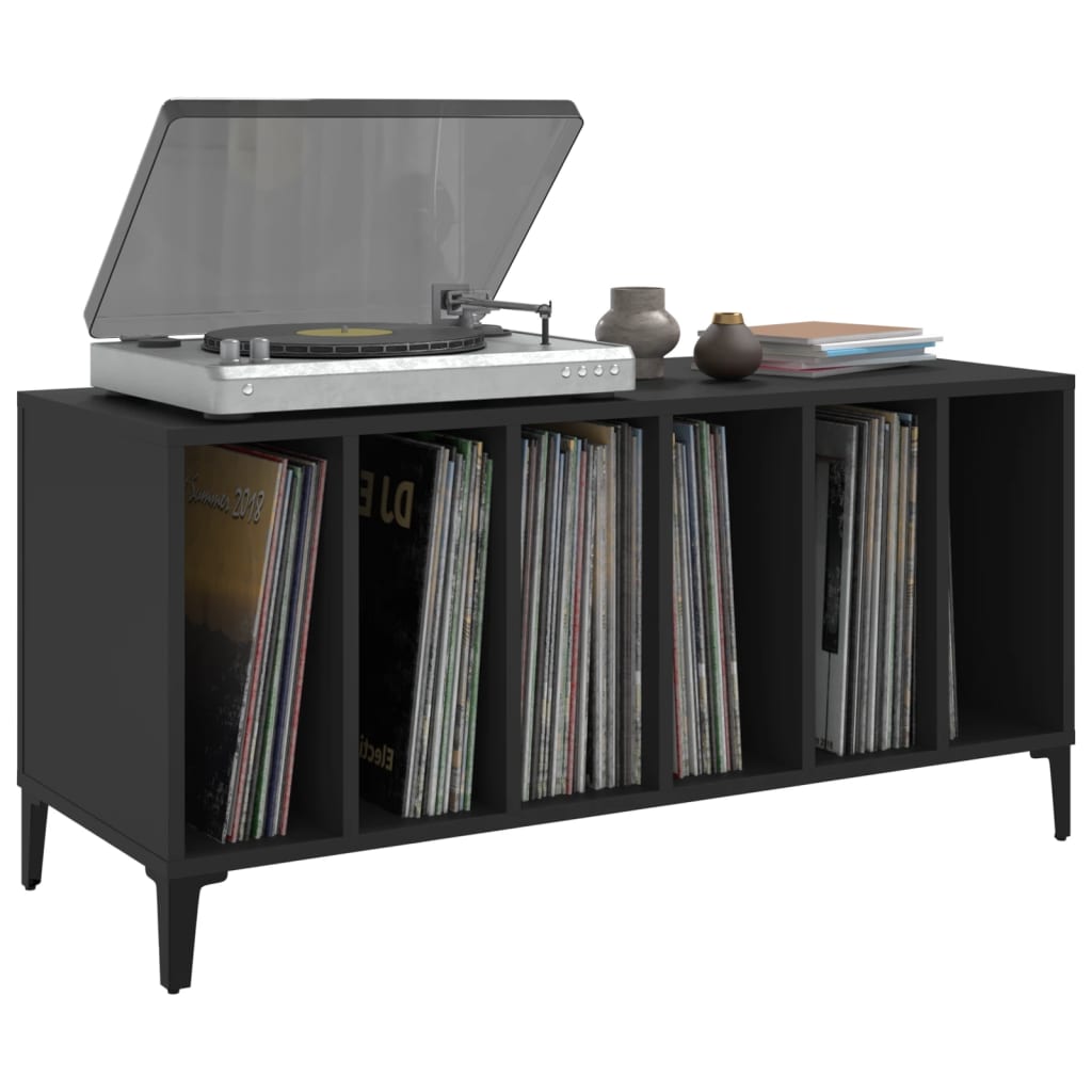Record Cabinet Black 100X38X48 Cm Engineered Wood
