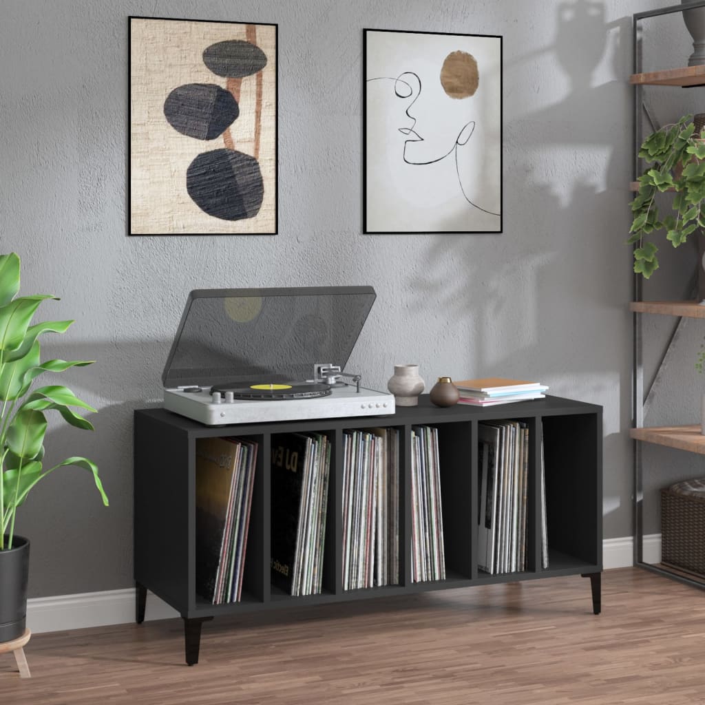 Record Cabinet Black 100X38X48 Cm Engineered Wood