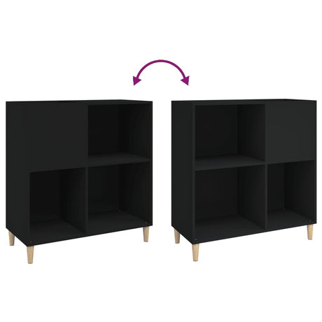 Record Cabinet Black 84.5X38X89 Cm Engineered Wood