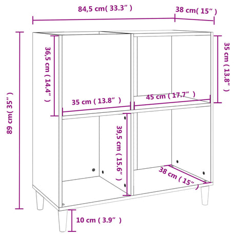 Record Cabinet Black 84.5X38X89 Cm Engineered Wood