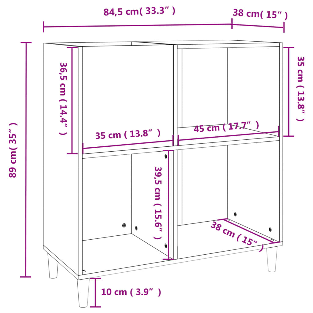 Record Cabinet Sonoma Oak 84.5X38X89 Cm Engineered Wood