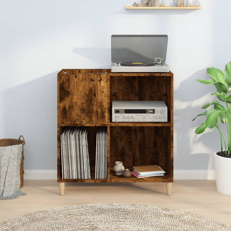 Record Cabinet Smoked Oak 84.5X38X89 Cm Engineered Wood