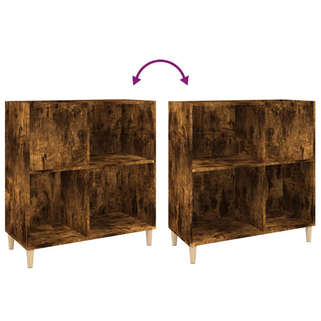Record Cabinet Smoked Oak 84.5X38X89 Cm Engineered Wood