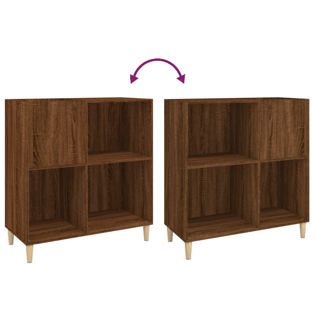Record Cabinet Brown Oak 84.5X38X89 Cm Engineered Wood