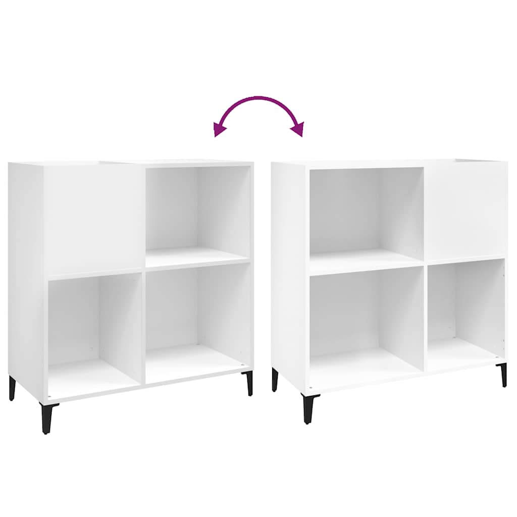 Record Cabinet White 84.5X38X89 Cm Engineered Wood