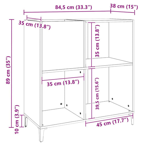 Record Cabinet White 84.5X38X89 Cm Engineered Wood