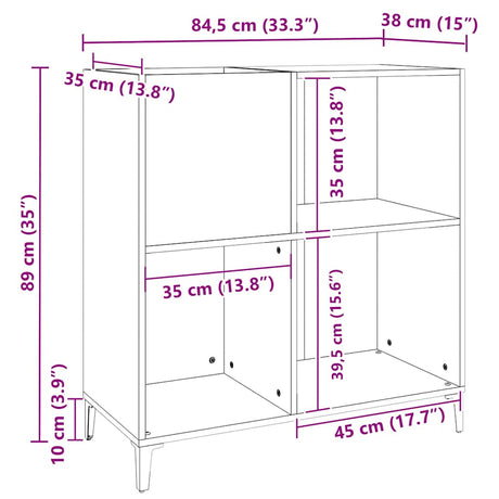 Record Cabinet Sonoma Oak 84.5X38X89 Cm Engineered Wood