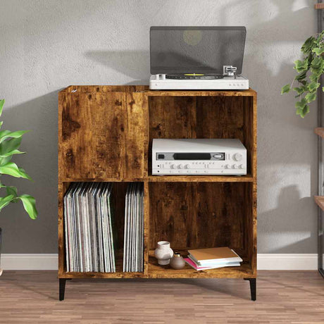 Record Cabinet Smoked Oak 84.5X38X89 Cm Engineered Wood