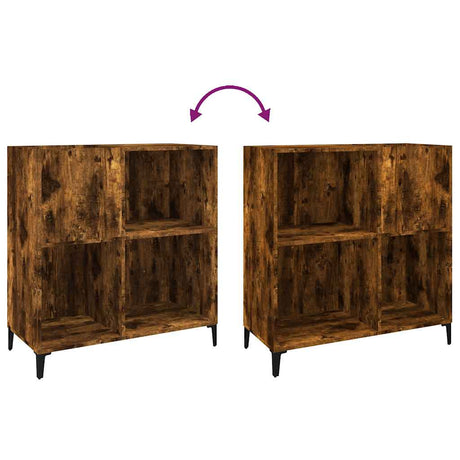 Record Cabinet Smoked Oak 84.5X38X89 Cm Engineered Wood