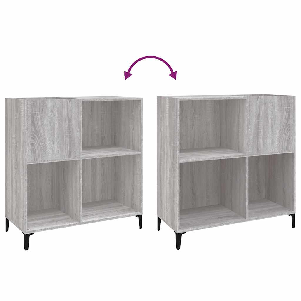 Record Cabinet Grey Sonoma 84.5X38X89 Cm Engineered Wood