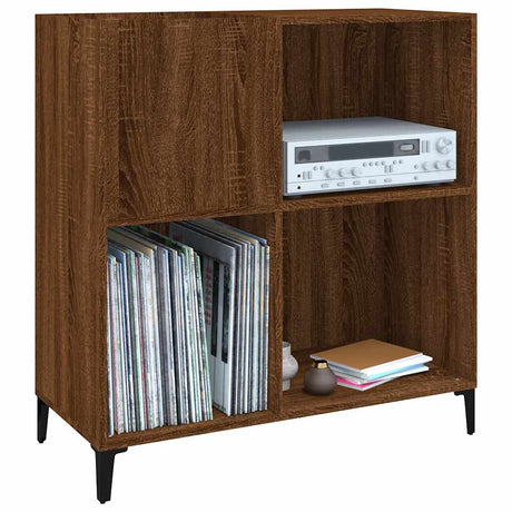 Record Cabinet Brown Oak 84.5X38X89 Cm Engineered Wood