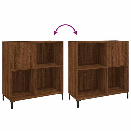 Record Cabinet Brown Oak 84.5X38X89 Cm Engineered Wood