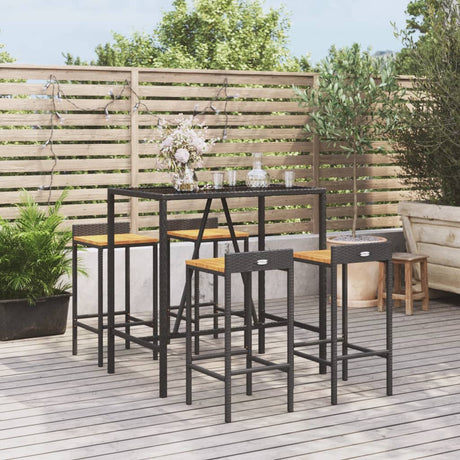 11 Piece Garden Bar Set Poly Rattan& Solid Wood Acacia