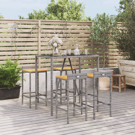 11 Piece Garden Bar Set Poly Rattan& Solid Wood Acacia