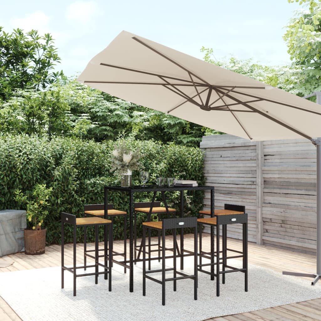 11 Piece Garden Bar Set Poly Rattan& Solid Wood Acacia