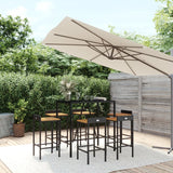 11 Piece Garden Bar Set Poly Rattan& Solid Wood Acacia