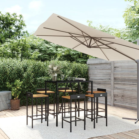 11 Piece Garden Bar Set Poly Rattan& Solid Wood Acacia