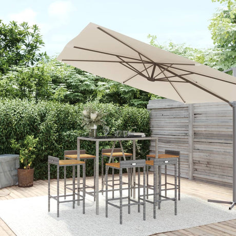 11 Piece Garden Bar Set Poly Rattan& Solid Wood Acacia