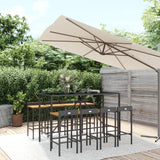 11 Piece Garden Bar Set Poly Rattan& Solid Wood Acacia