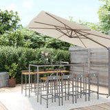 11 Piece Garden Bar Set Poly Rattan& Solid Wood Acacia