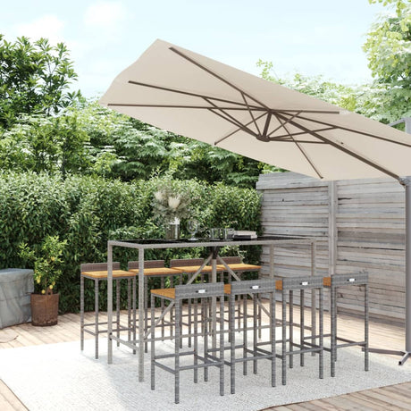 11 Piece Garden Bar Set Poly Rattan& Solid Wood Acacia