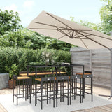 11 Piece Garden Bar Set Poly Rattan& Solid Wood Acacia