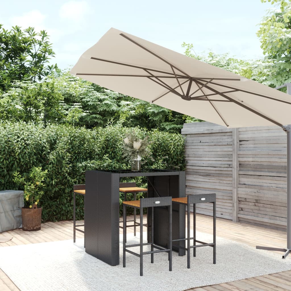 9 Piece Garden Bar Set Poly Rattan& Solid Wood Acacia