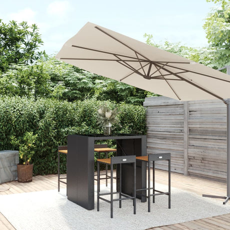 9 Piece Garden Bar Set Poly Rattan& Solid Wood Acacia