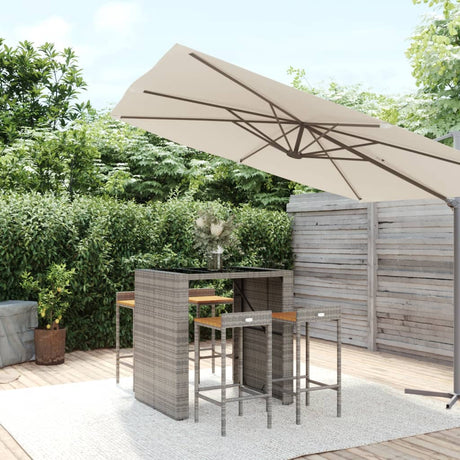 9 Piece Garden Bar Set Poly Rattan& Solid Wood Acacia