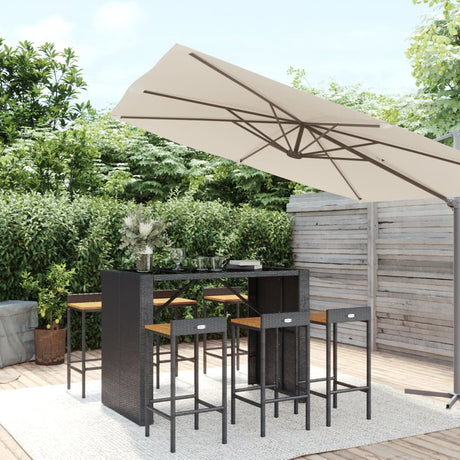 9 Piece Garden Bar Set Poly Rattan& Solid Wood Acacia