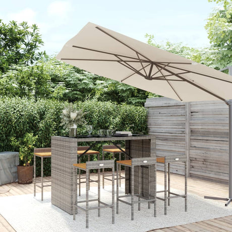 9 Piece Garden Bar Set Poly Rattan& Solid Wood Acacia