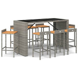 9 Piece Garden Bar Set Poly Rattan& Solid Wood Acacia