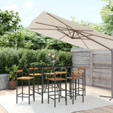 7 Piece Garden Bar Set Poly Rattan& Solid Wood Acacia