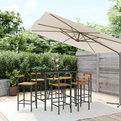 7 Piece Garden Bar Set Poly Rattan& Solid Wood Acacia
