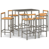 7 Piece Garden Bar Set Poly Rattan& Solid Wood Acacia