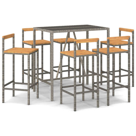 7 Piece Garden Bar Set Poly Rattan& Solid Wood Acacia