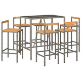7 Piece Garden Bar Set Poly Rattan& Solid Wood Acacia