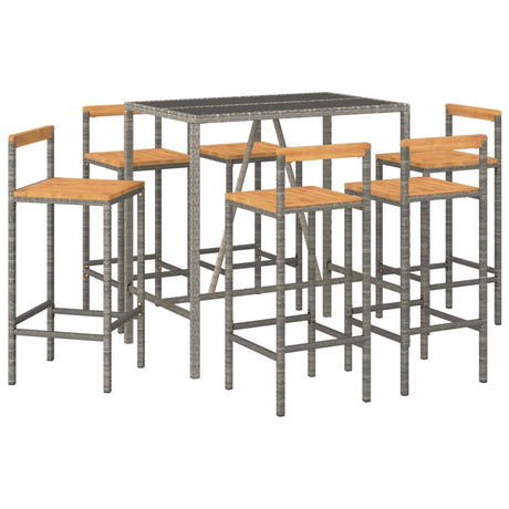7 Piece Garden Bar Set Poly Rattan& Solid Wood Acacia
