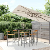 7 Piece Garden Bar Set Poly Rattan& Solid Wood Acacia