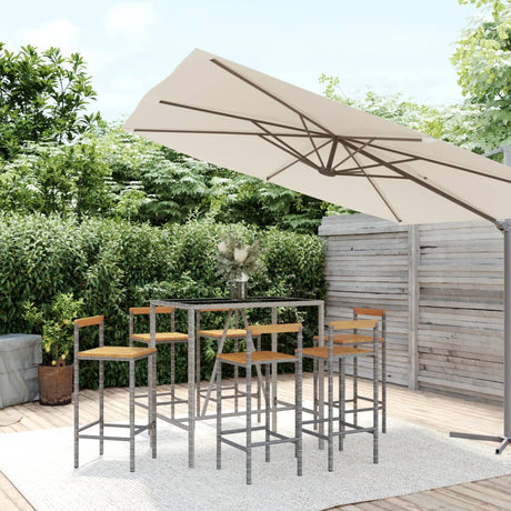 7 Piece Garden Bar Set Poly Rattan& Solid Wood Acacia