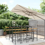 7 Piece Garden Bar Set Poly Rattan& Solid Wood Acacia