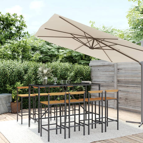 7 Piece Garden Bar Set Poly Rattan& Solid Wood Acacia