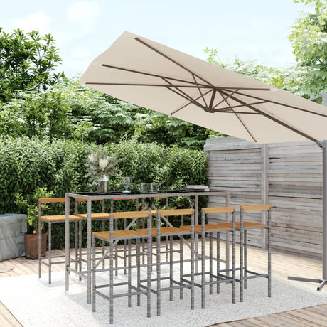 7 Piece Garden Bar Set Poly Rattan& Solid Wood Acacia