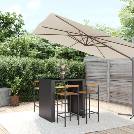 9 Piece Garden Bar Set Poly Rattan& Solid Wood Acacia