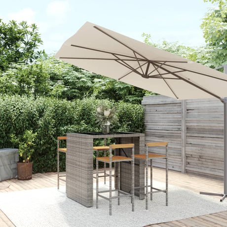 9 Piece Garden Bar Set Poly Rattan& Solid Wood Acacia