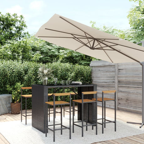 9 Piece Garden Bar Set Poly Rattan& Solid Wood Acacia