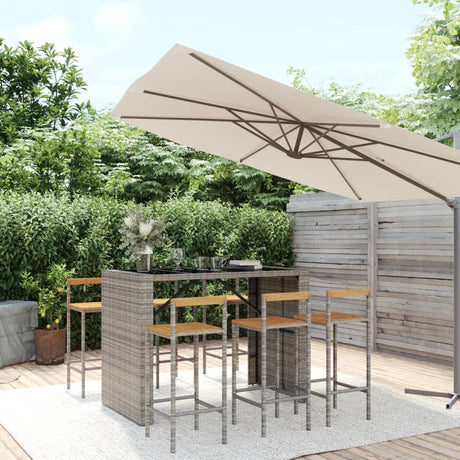 9 Piece Garden Bar Set Poly Rattan& Solid Wood Acacia