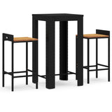 3 Piece Garden Bar Set Poly Rattan&Solid Wood Acacia